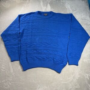Vintage Barnaby Acrylic Abstract Grandpa Sweater Pullover Men's Sz XL Blue